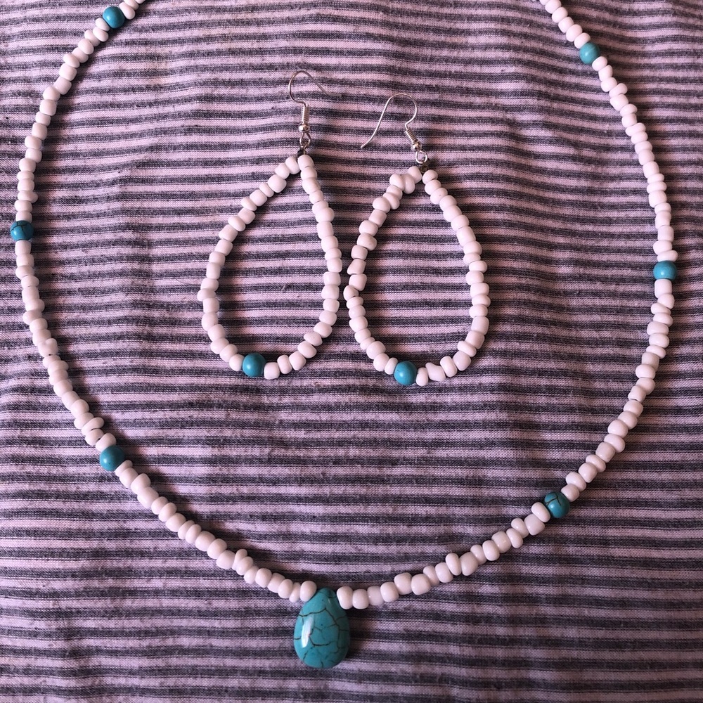 Beaded choker and matching earrings
